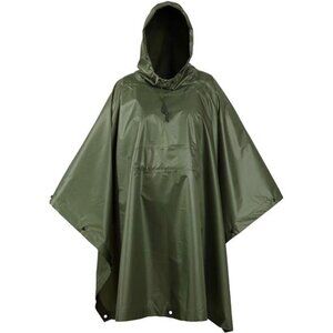 Military Camouflage Rain Poncho Rip Stop Waterproof Survival Camping Hiking